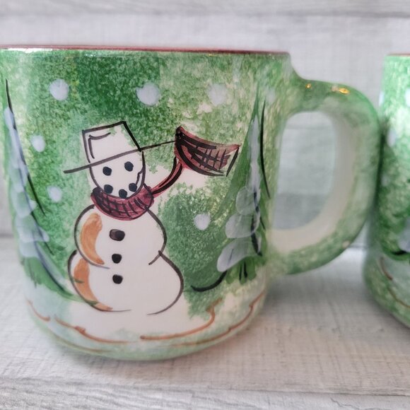 Set Of 3 The Cellar Handcrafted Snowman Mugs 14 oz - Picture 2 of 7